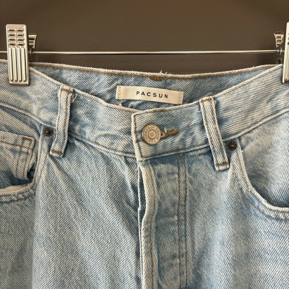 PacSun Light Contrast Patched Knee Panel High Waisted Straight Leg Jeans size 26 - Picture 7 of 11